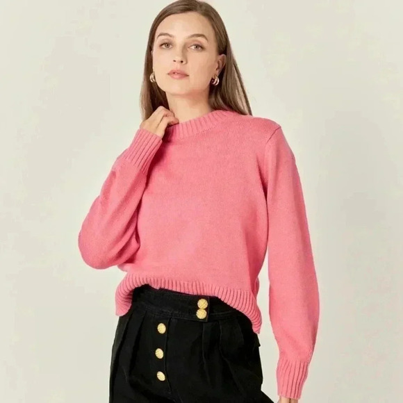 RELAXED FIT PINK SWEATER - Picture 1 of 15